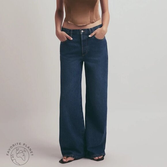 Favorite Daughter The Ollie Low Rise Ultimate Baggy Wide Leg Kent Wash Size 33 - Picture 1 of 17